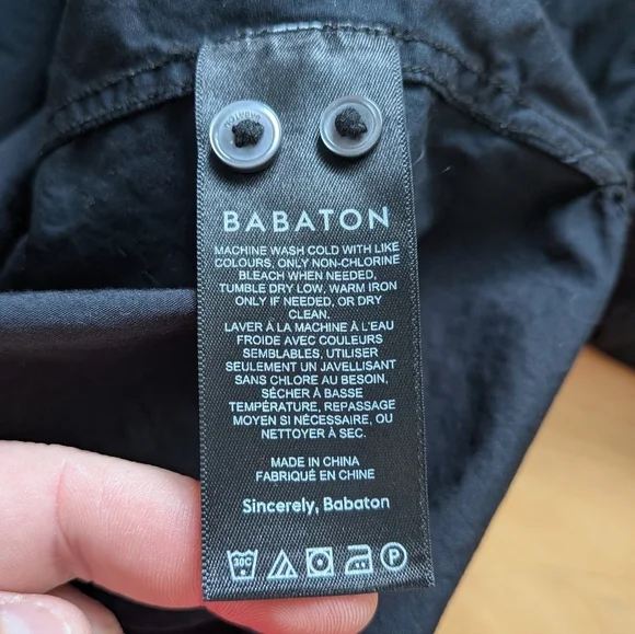 Babaton Aritzia POPLIN UTILITY SHIRT Black Women Size Small 100% Cotton - Picture 10 of 13